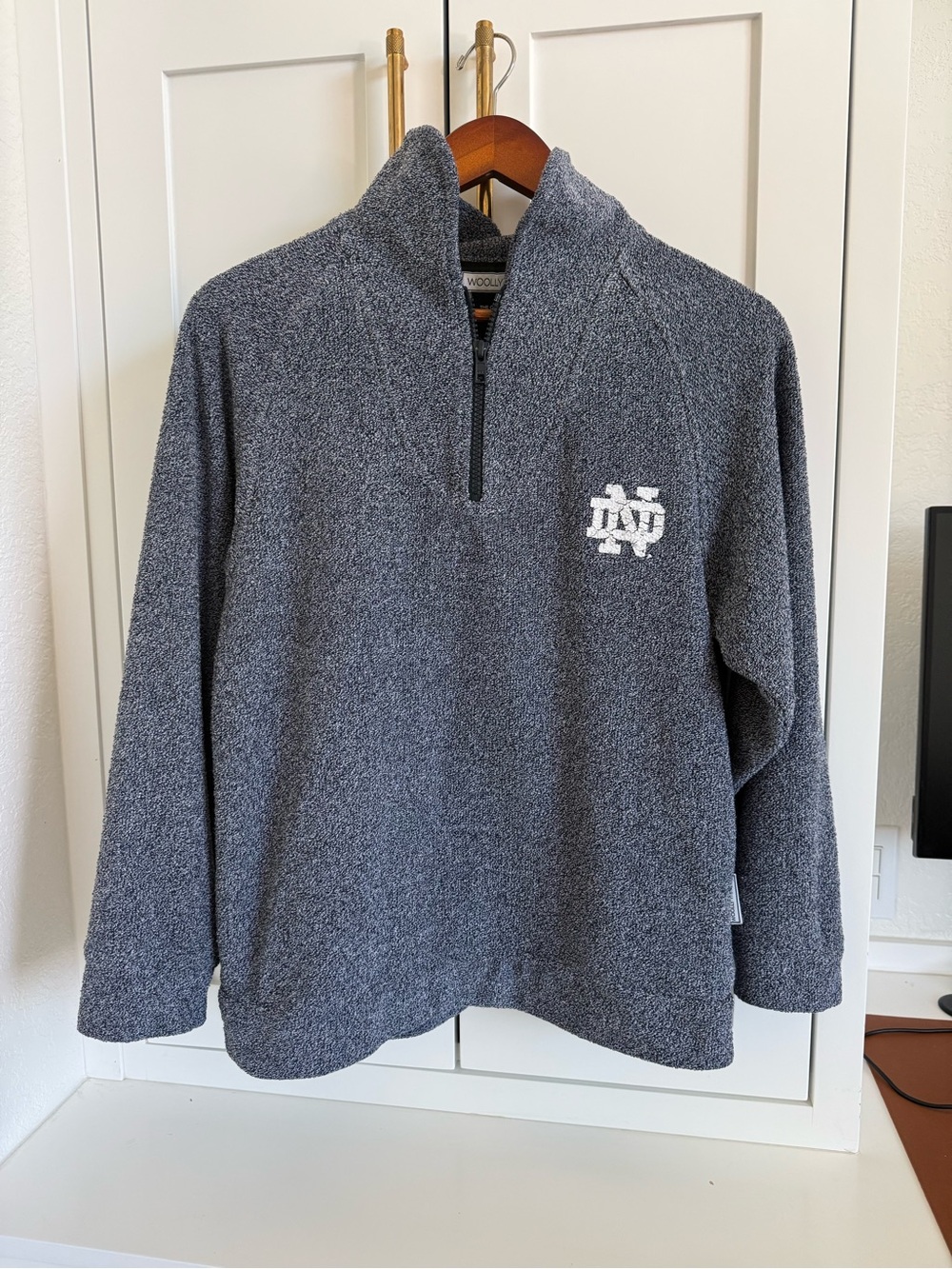 Woolly Threads Notre Dame Quarter-Zip Pullover, XS